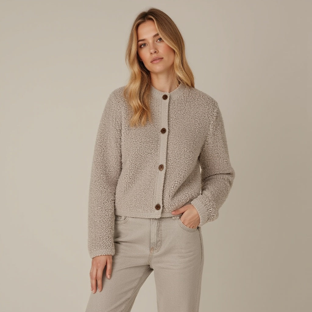 Streetwave Cozy Fluffy Cardigan For Women With Decorative Buttons Layering Essential For Autumn