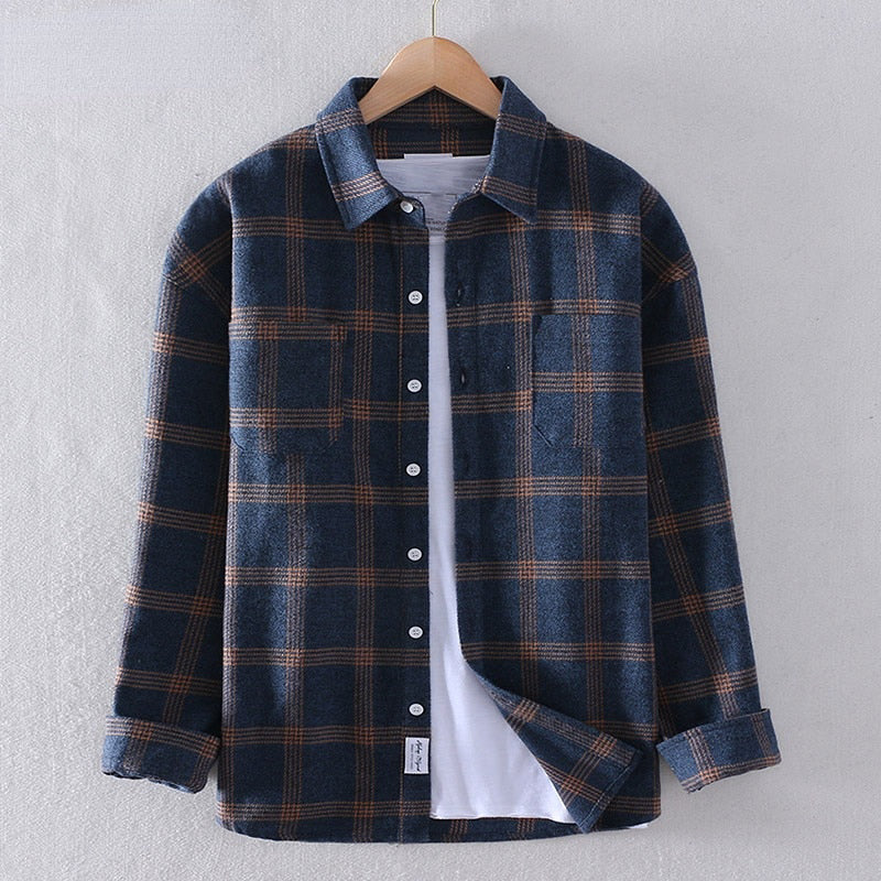 Street Wave Casual Plaid Shirt For Men Soft Flannel Comfort Autumn Wardrobe Essential