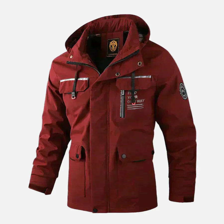 Street-Wave Mens Jacket Stand Collar Hood Woven Blend Hip Length Casual Outerwear For Fall