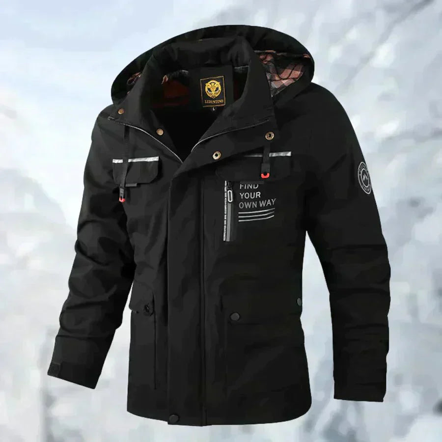 Street-wave Men's Outdoor Jacket With Detachable Hood Waterproof All Weather Winter Coat