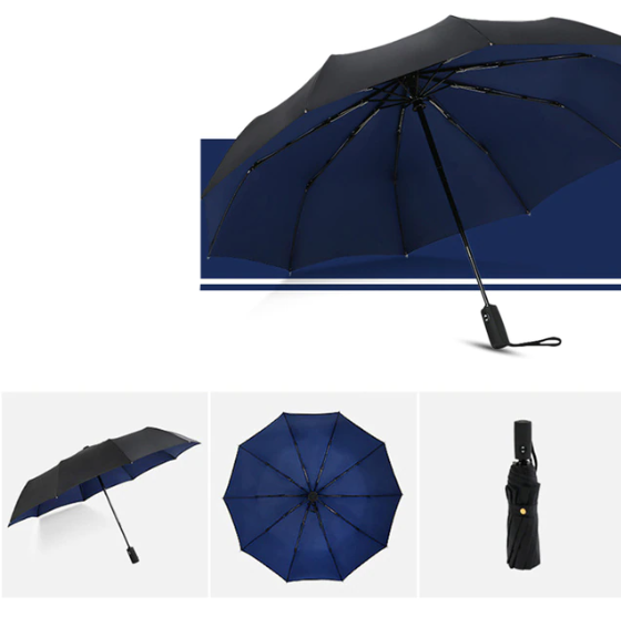 Street-Wave Storm-Proof Folding Umbrella - Wind-Resistant Durable Design For Rain And Wind Protection