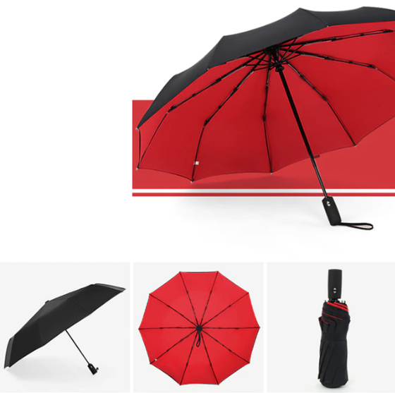Street-Wave Storm-Proof Folding Umbrella - Wind-Resistant Durable Design For Rain And Wind Protection