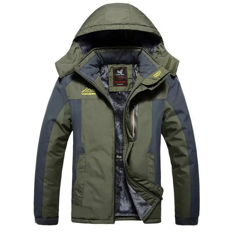 Street Wave Windbreaker Coat With Fleece Lined Interior For Urban Men Winter Warmth And Windproof Comfort