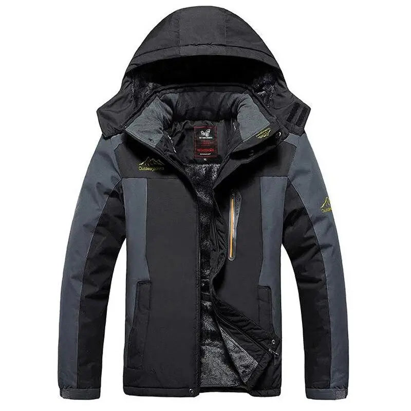 Street Wave Windbreaker Coat With Fleece Lined Interior For Urban Men Winter Warmth And Windproof Comfort
