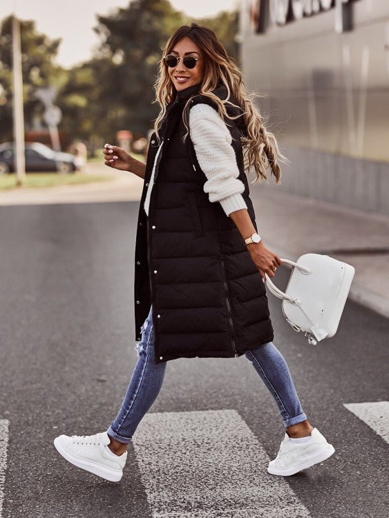 Street-Wave Long Padded Quilted Bodywarmer For Women With Warmth And Freedom Of Movement