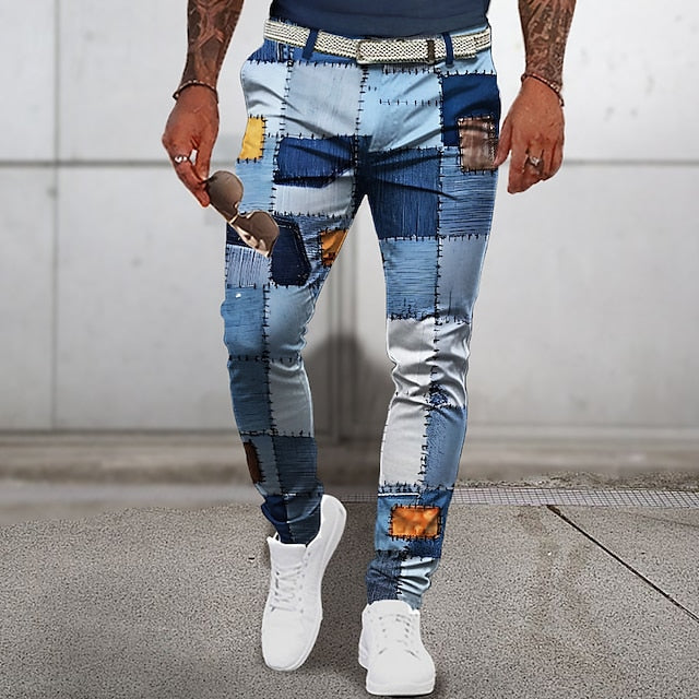 Street Wave Patchwork Summer Pants For Men Lightweight Breathable Relaxed Fit Urban Style