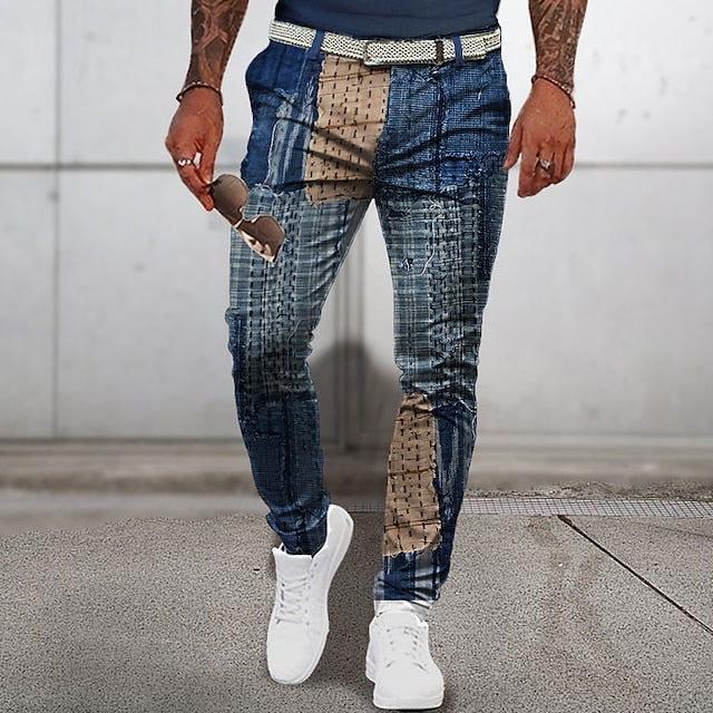 Street Wave Patchwork Summer Pants For Men Lightweight Breathable Relaxed Fit Urban Style