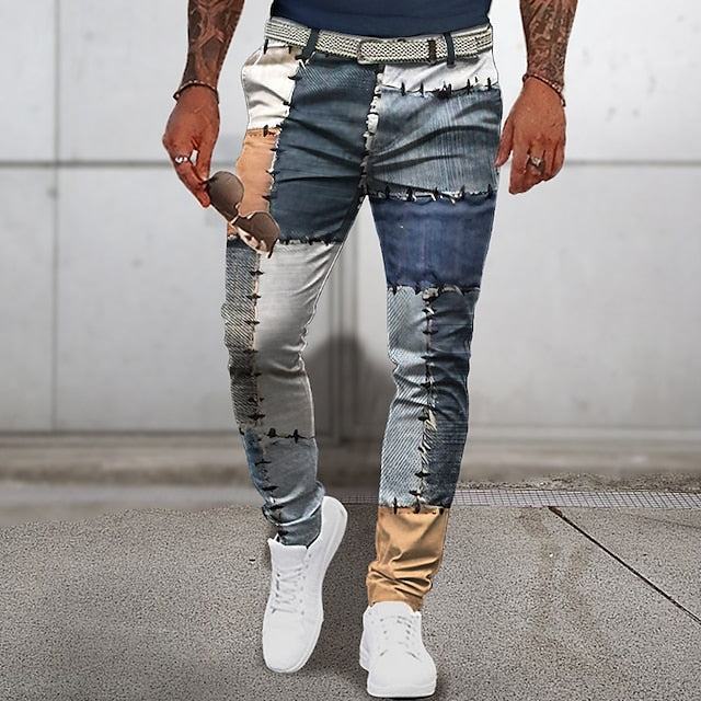 Street Wave Patchwork Summer Pants For Men Lightweight Breathable Relaxed Fit Urban Style