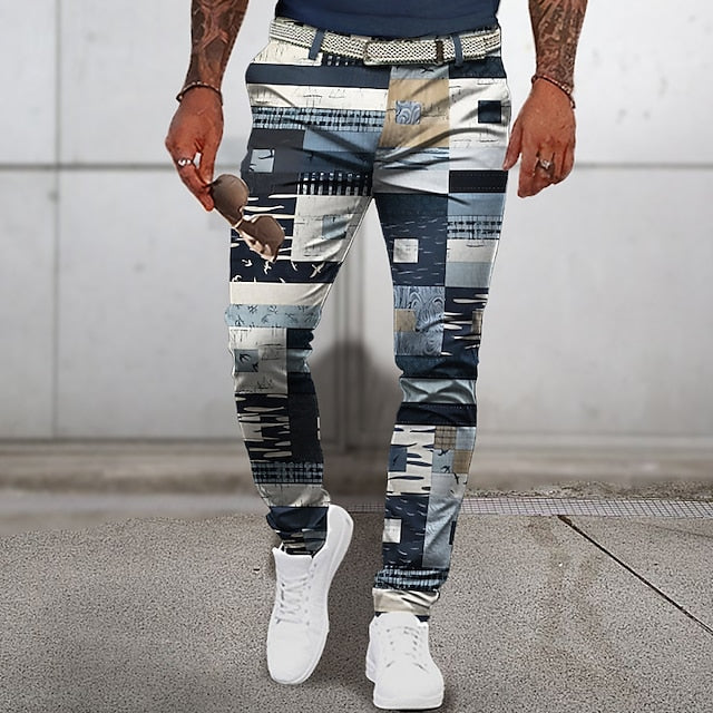 Street Wave Patchwork Summer Pants For Men Lightweight Breathable Relaxed Fit Urban Style