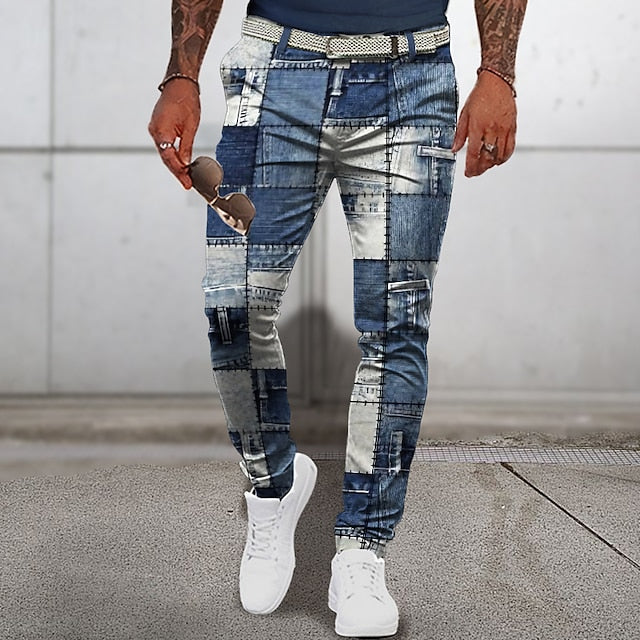 Street Wave Patchwork Summer Pants For Men Lightweight Breathable Relaxed Fit Urban Style