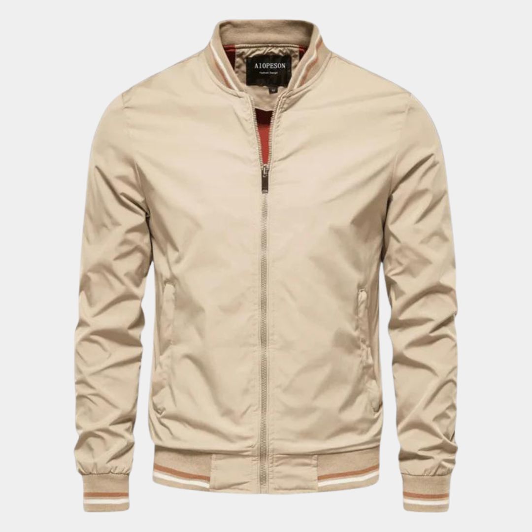 Street-Wave Classic Bomber Jacket In Military Green Polyester For Men Everyday Style And Lightweight Comfort