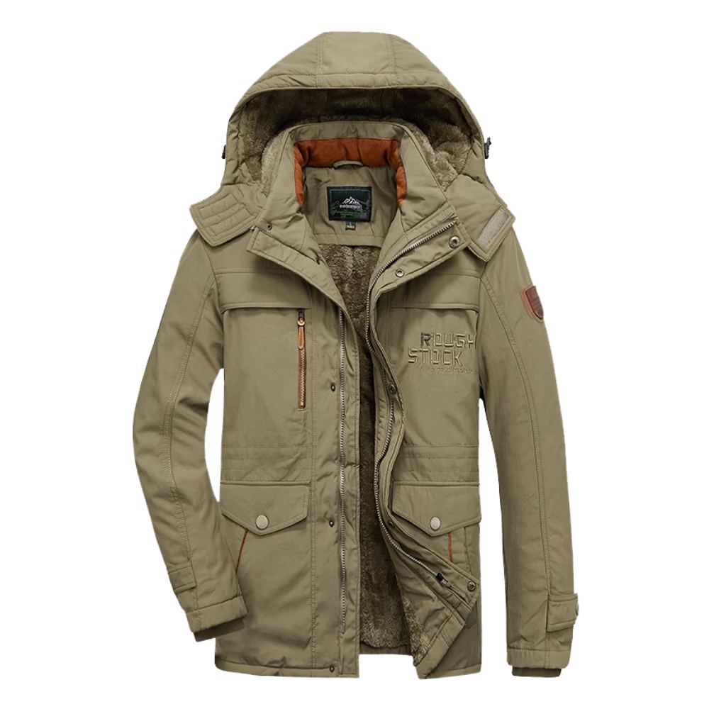 Streetwave Hooded Winter Coat for Men with Cozy Warmth and Retro Vintage Print Edition