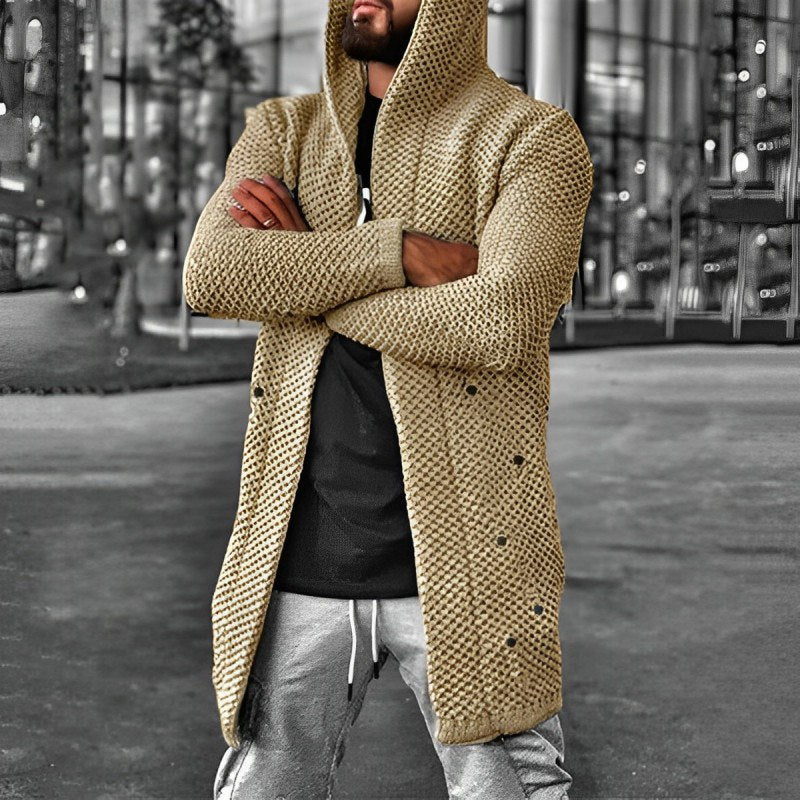 Street Wave Hooded Knit Cardigan For Men Warm Stylish Acrylic Sweater Jacket For Everyday Comfort And Versatility