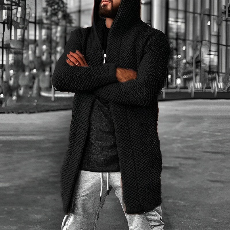 Street Wave Hooded Knit Cardigan For Men Warm Stylish Acrylic Sweater Jacket For Everyday Comfort And Versatility