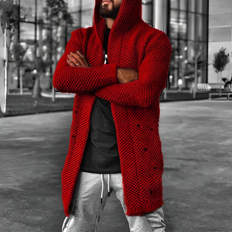 Street Wave Hooded Knit Cardigan For Men Warm Stylish Acrylic Sweater Jacket For Everyday Comfort And Versatility