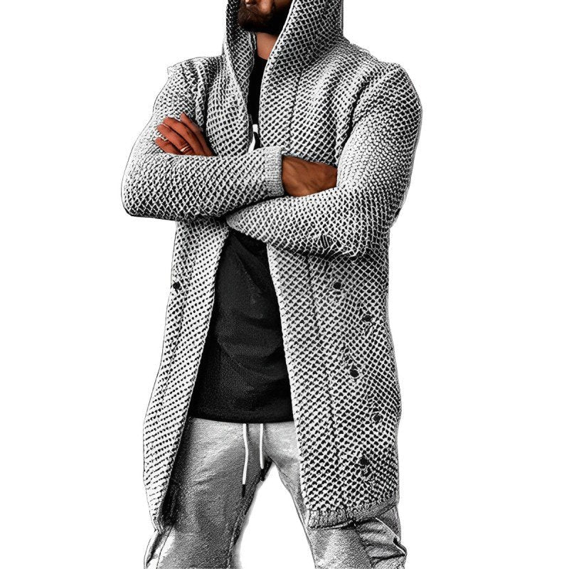 Street Wave Hooded Knit Cardigan For Men Warm Stylish Acrylic Sweater Jacket For Everyday Comfort And Versatility