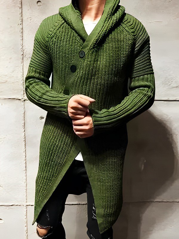 Street-wave Hooded Long Knit Cardigan For Men Cozy Vintage Winter Warmth With Premium Fabric