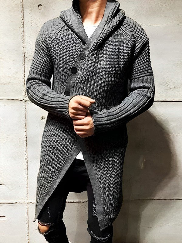 Street-wave Hooded Long Knit Cardigan For Men Cozy Vintage Winter Warmth With Premium Fabric