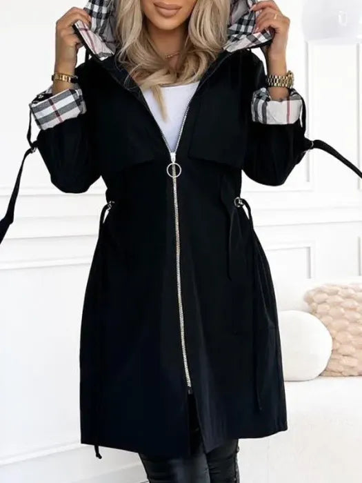 Women's Zip Coat with Waterproof and Windproof Features