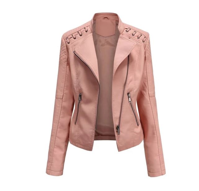 Street-wave Lambskin Leather Jacket For Fall Women Vintage Inspired Office Ready Hidden Zipper