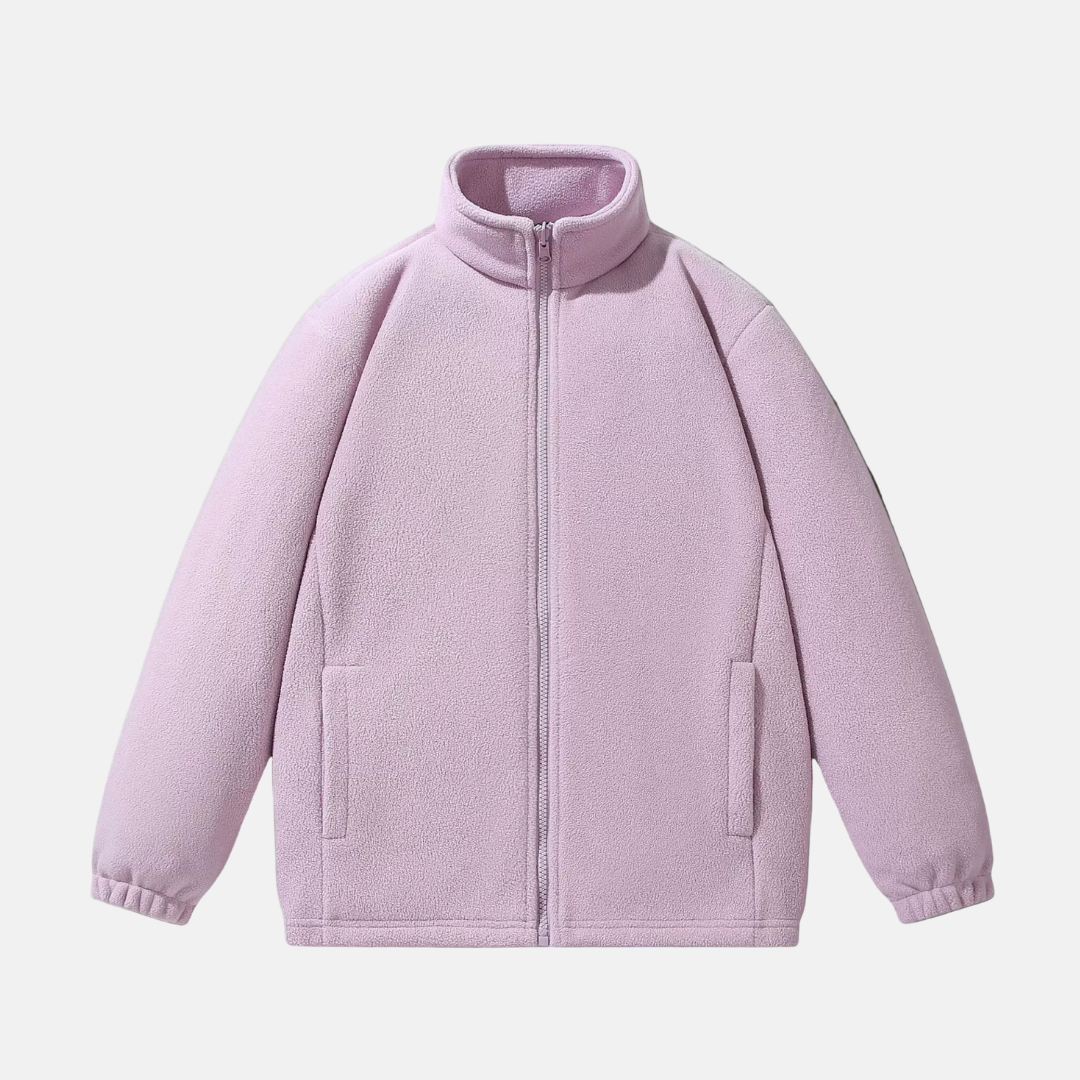 Men's Fleece Jacket With Stand Up Collar Full Zip Relaxed Fit Winter Outerwear By Street-Wave