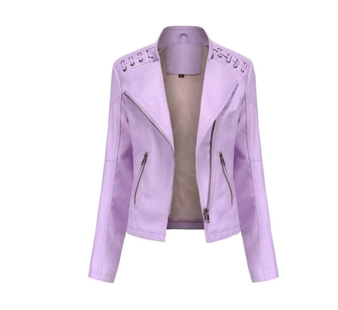 Street-wave Lambskin Leather Jacket For Fall Women Vintage Inspired Office Ready Hidden Zipper