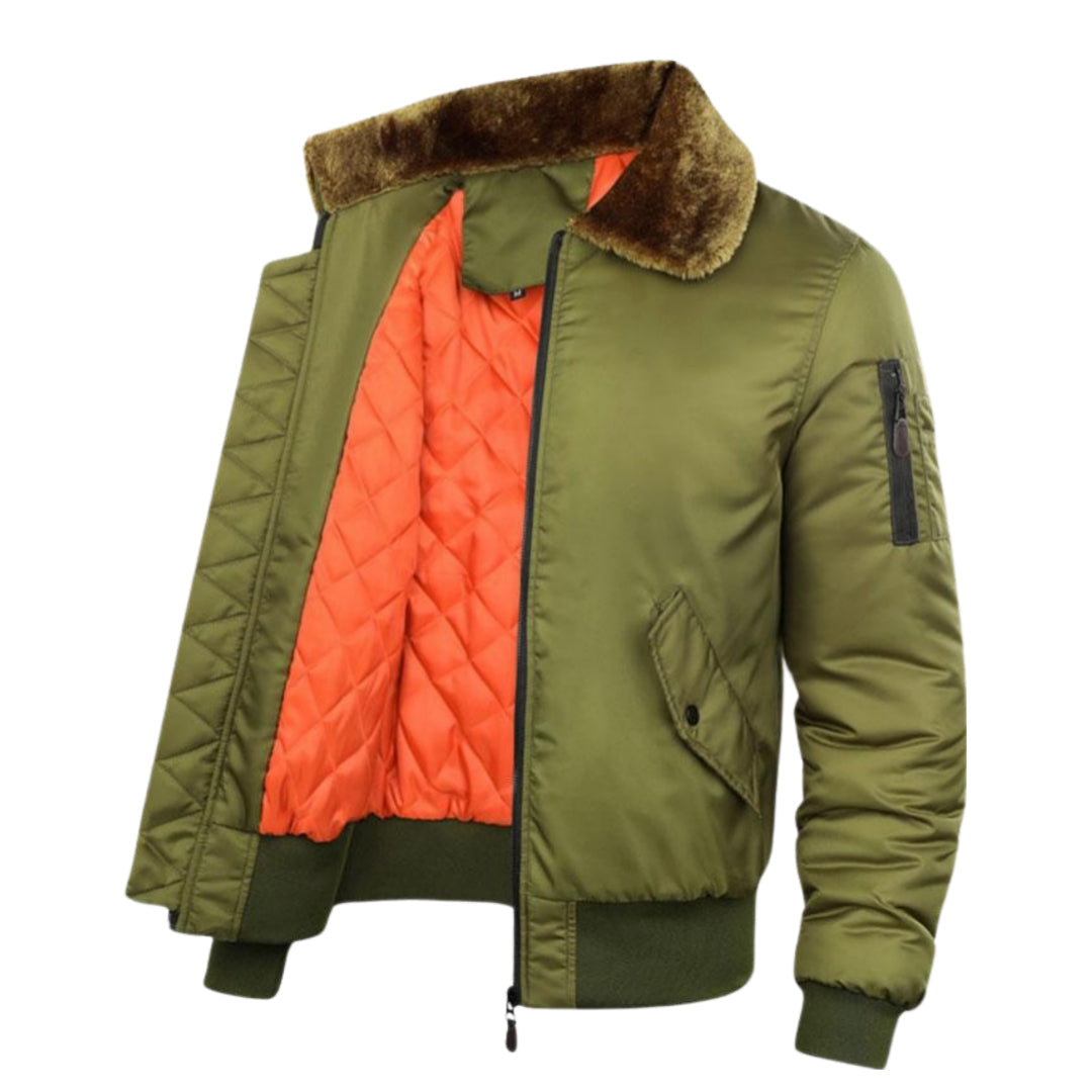 Street-wave Bomber Jacket With Faux Fur Collar And Ultra Warm Lining For Men Winter Outerwear