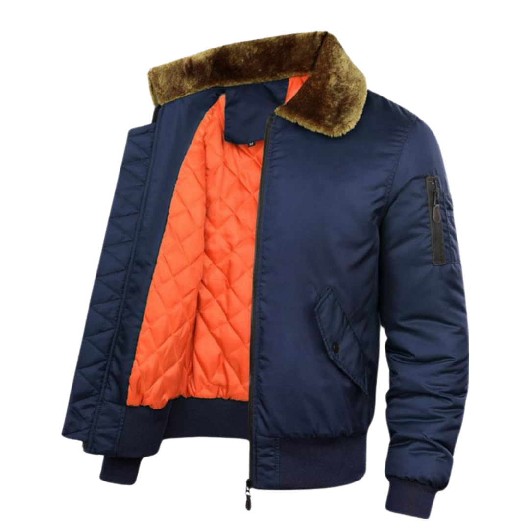 Street-wave Bomber Jacket With Faux Fur Collar And Ultra Warm Lining For Men Winter Outerwear