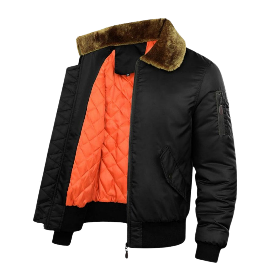 Street-wave Bomber Jacket With Faux Fur Collar And Ultra Warm Lining For Men Winter Outerwear