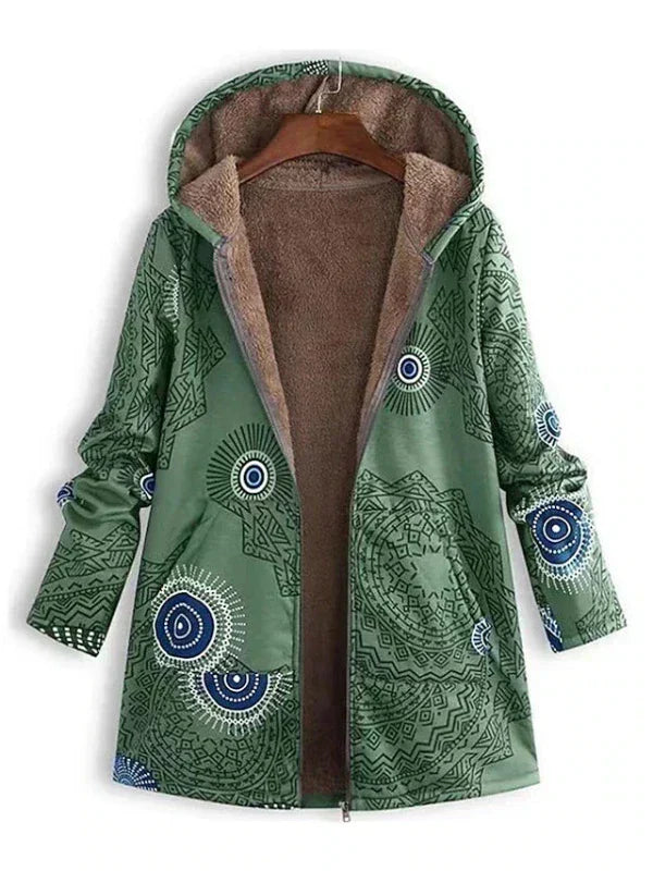 Street-Wave Cozy Parka For Women With Fleece Lining Warmth And Vibrant Red Print