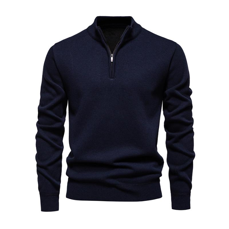 Street-Wave Half Zip Knit Pullover For Men, Soft Warmth, Timeless Design, Everyday Essential