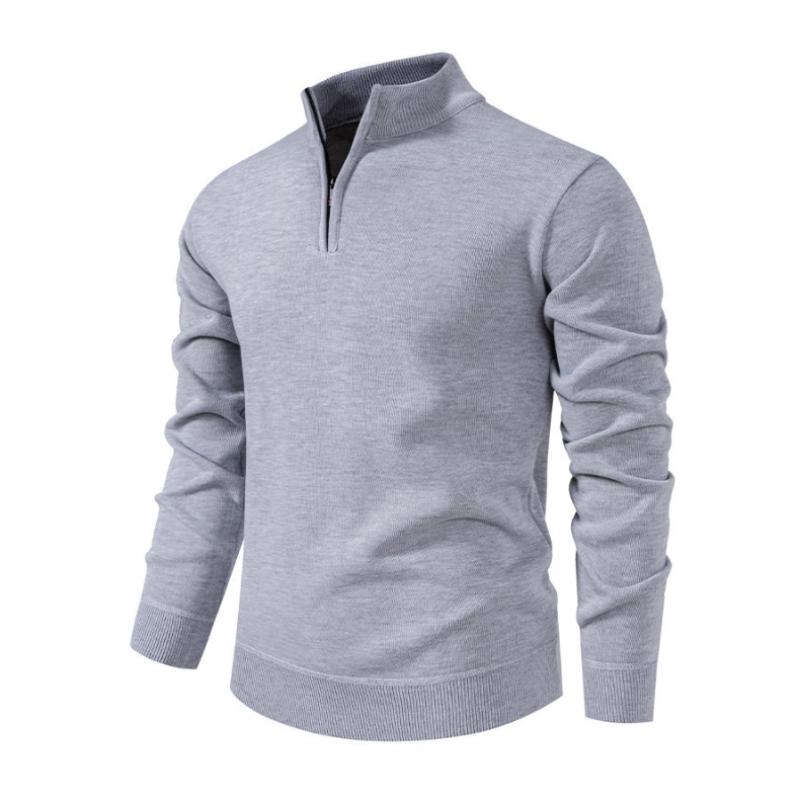 Street-Wave Half Zip Knit Pullover For Men, Soft Warmth, Timeless Design, Everyday Essential