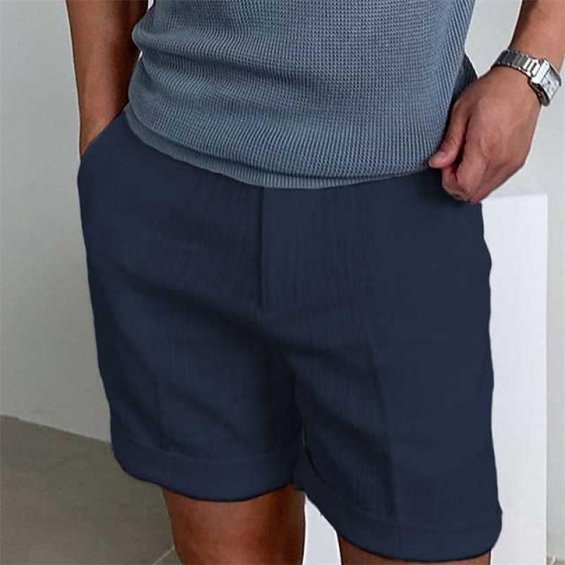 Men's Linen Shorts Relaxed Fit With Rolled Up Legs Breathable Comfort For Summer Casual Wear