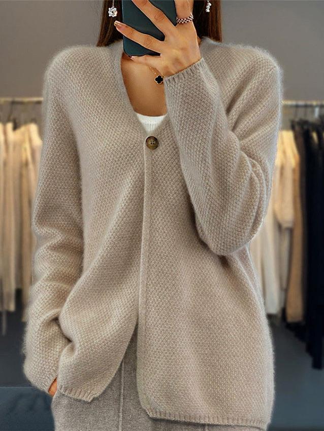 Street-Wave V-Neck Chunky Knit Cardigan For Women Cozy Warmth And Everyday Comfort