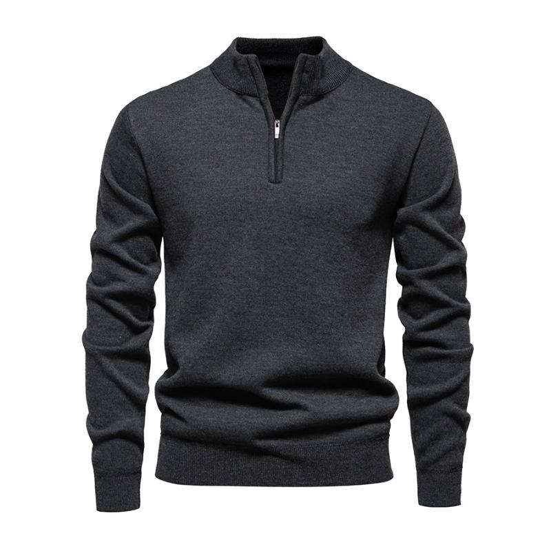 Street-Wave Half Zip Knit Pullover For Men, Soft Warmth, Timeless Design, Everyday Essential