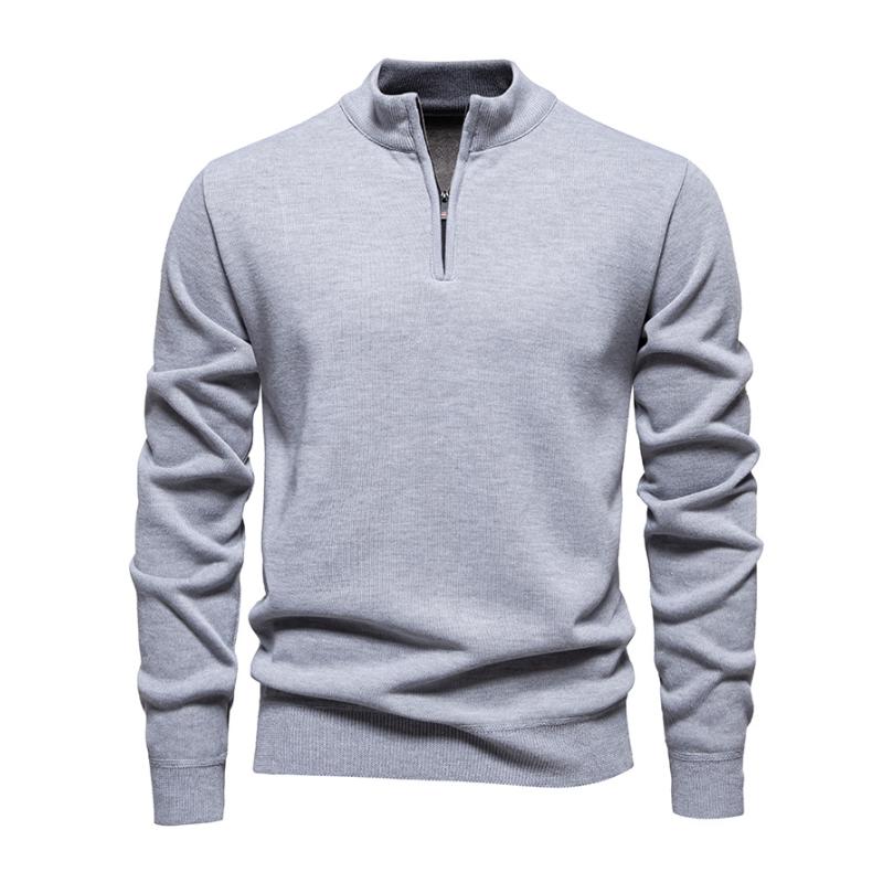 Street-Wave Half Zip Knit Pullover For Men, Soft Warmth, Timeless Design, Everyday Essential