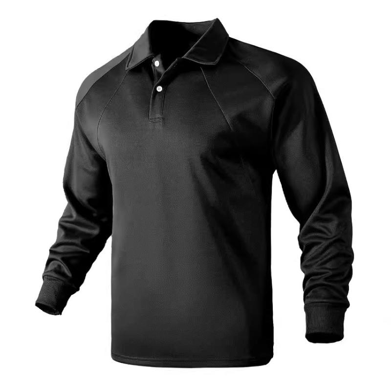 Street-wave Long Sleeve Polo Shirt With Button Closure Classic Stylish Mens Everyday Wear