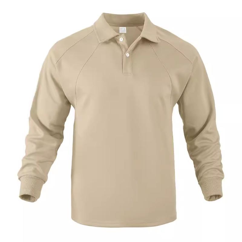 Street-wave Long Sleeve Polo Shirt With Button Closure Classic Stylish Mens Everyday Wear