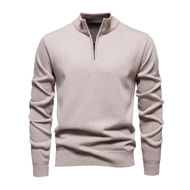 Street-Wave Half Zip Knit Pullover For Men, Soft Warmth, Timeless Design, Everyday Essential