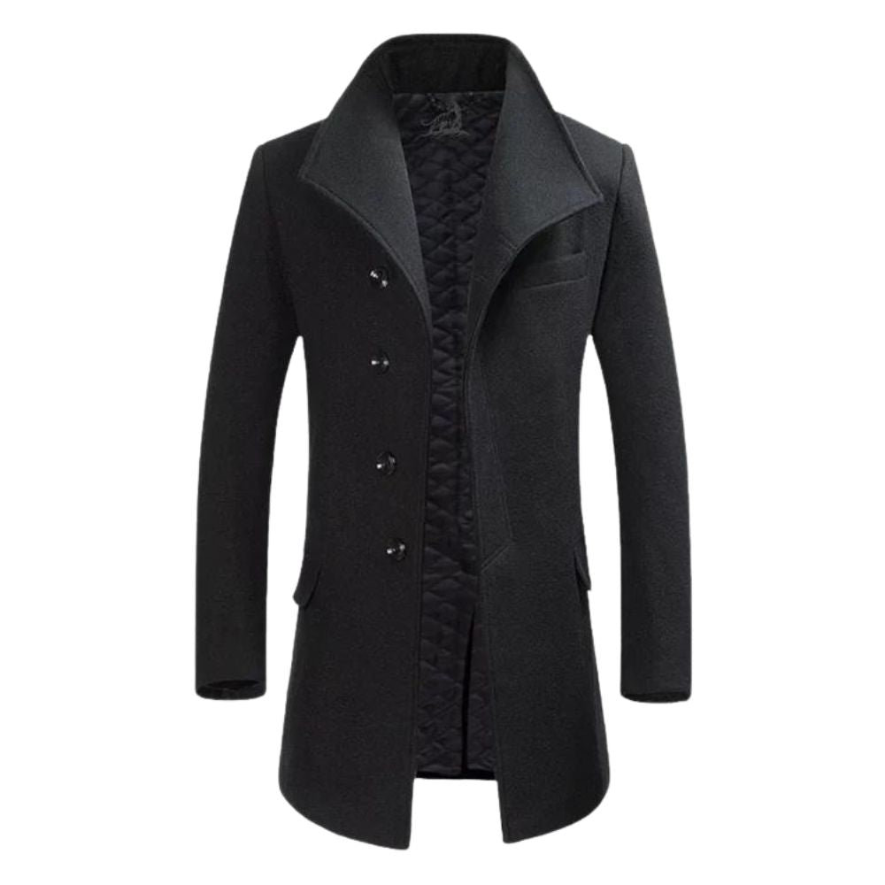 Street-wave Wool Coat For Men With Quilted Lining For Warmth And Timeless Elegance