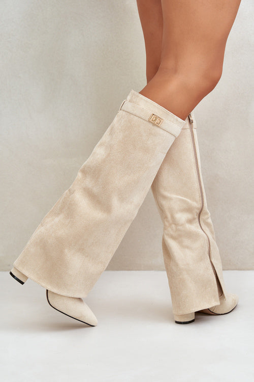 Street-wave Elegant Knee High Boots With Strap Detail For Women Chic All Season Comfort
