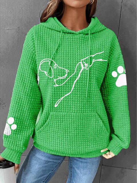 Streetwave Womens Quilted Hoodie Cozy Warmth With Plush Lining And Dog Graphic Pullover