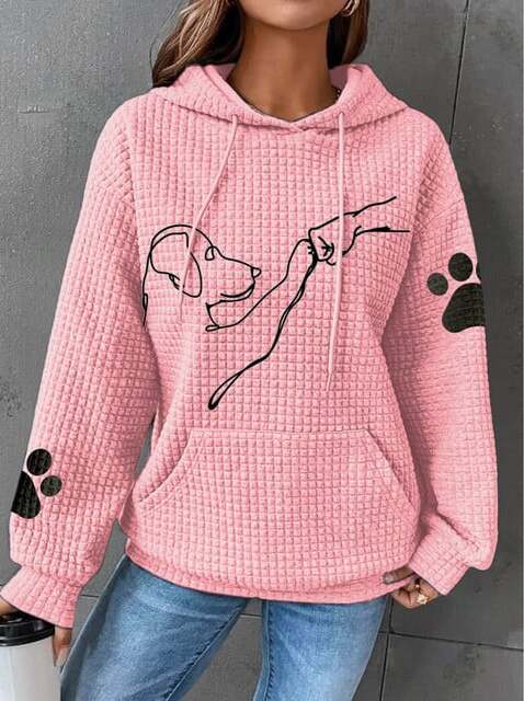 Streetwave Womens Quilted Hoodie Cozy Warmth With Plush Lining And Dog Graphic Pullover