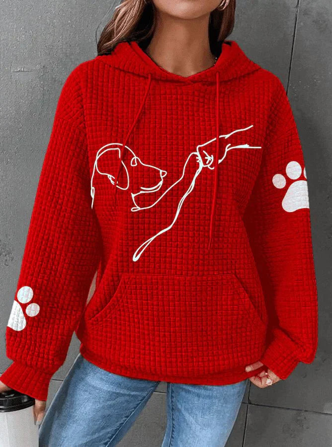 Streetwave Womens Quilted Hoodie Cozy Warmth With Plush Lining And Dog Graphic Pullover