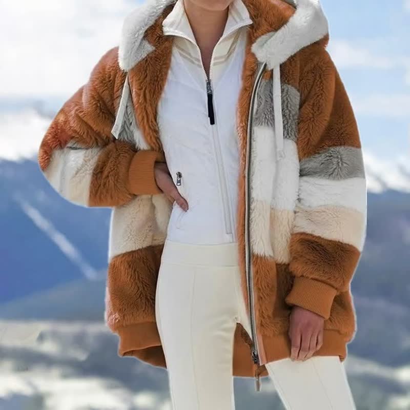 Street-Wave Comfycoat Plush Fur Jacket For Women Warm Cozy Outerwear Fashionable Winter Wear