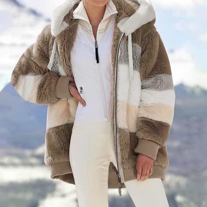 Street-Wave Comfycoat Plush Fur Jacket For Women Warm Cozy Outerwear Fashionable Winter Wear