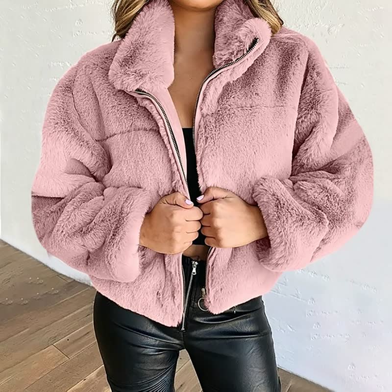 Street-wave Women Plush Faux Fur Jacket Cozy Stylish Outerwear For Everyday Chic Comfort