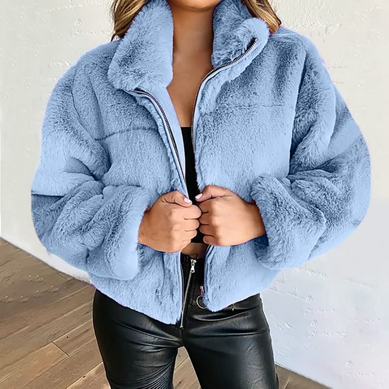 Street-wave Women Plush Faux Fur Jacket Cozy Stylish Outerwear For Everyday Chic Comfort