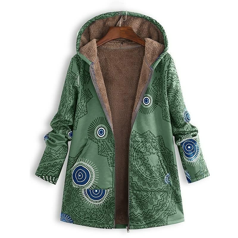 Street Wave Jacket For Women Cozy Sherpa Lined Unique Geometric Coat For Winter Warm