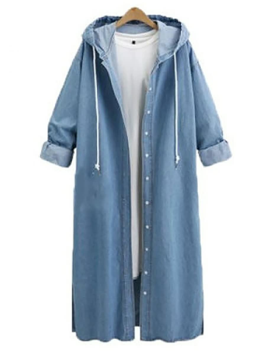 Street-Wave Denim Hooded Coat For Women, Warm Cozy Outerwear, Casual Streetwear Essential
